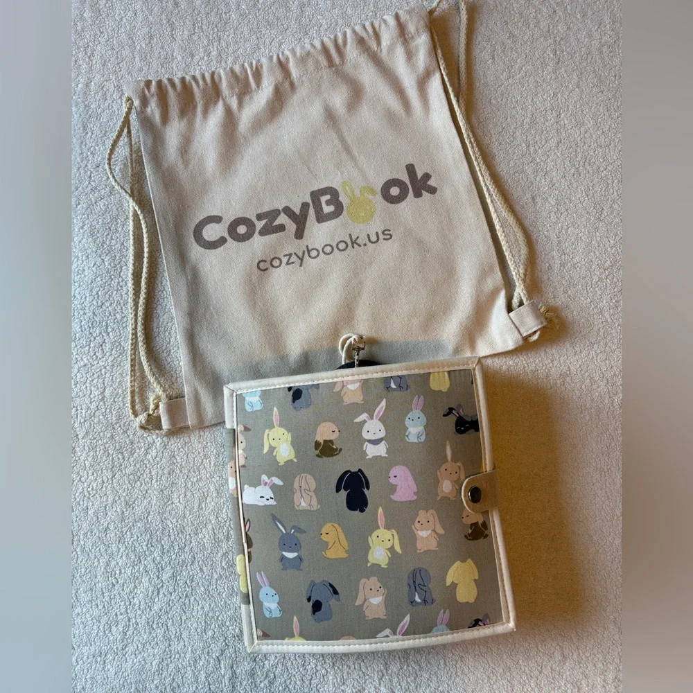 CozyBook Bunny Print Busy Book Montessori Toy - Beige Gray. + Backpack Bag - Picture 1 of 10